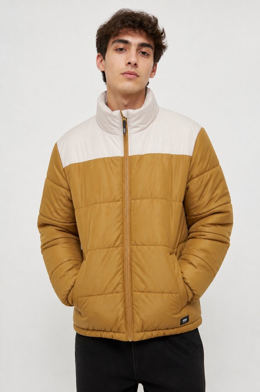 Vans Medium Two-Tone Puffer Jacket Yellow and Beige